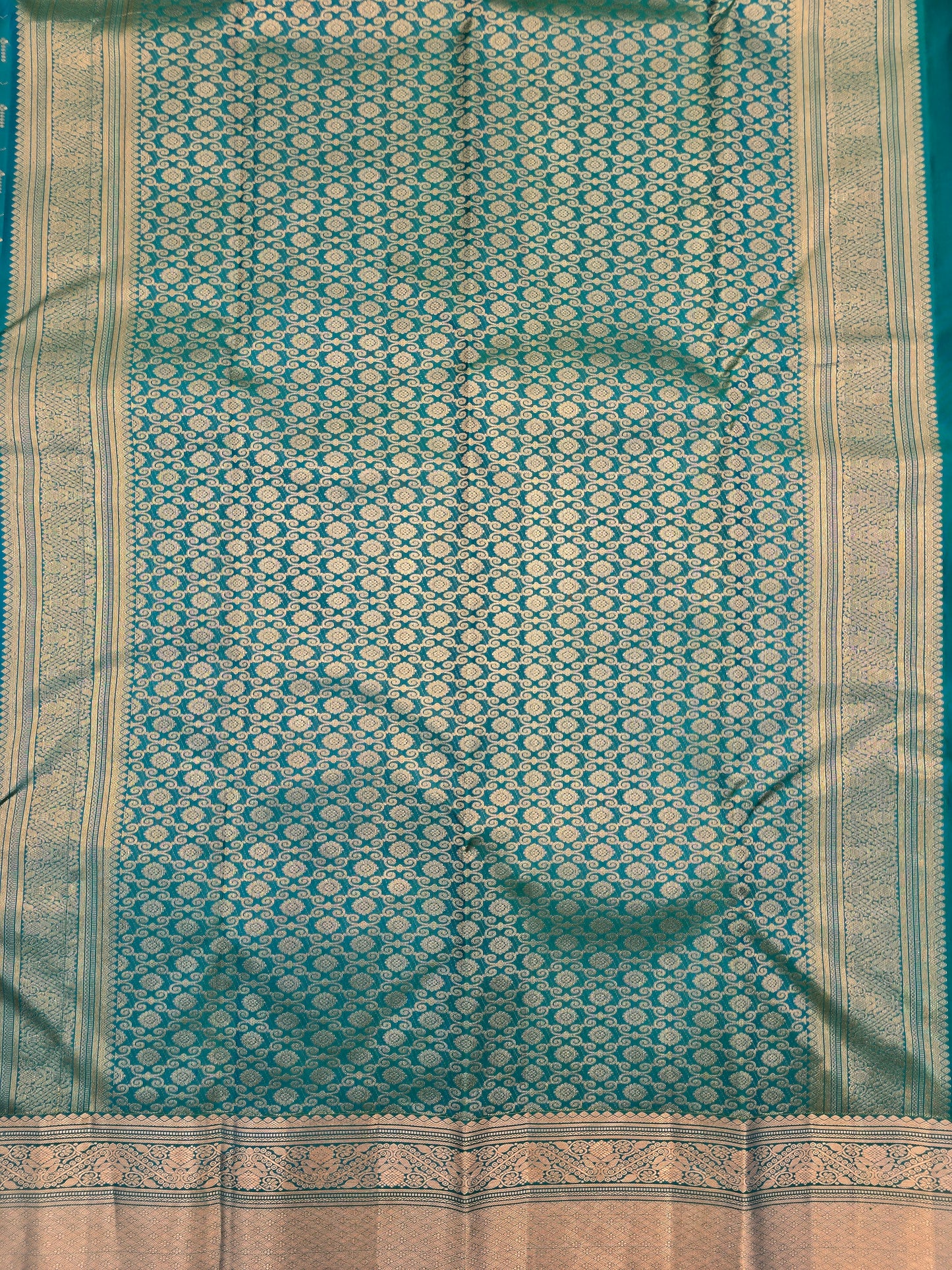 Kanchipuram Silk Saree Teal Green with Rich Zari Pallu & Traditional Border Wedding Wear