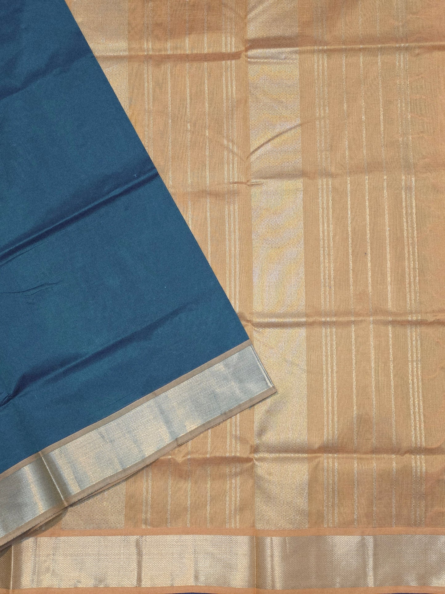 Pure Silk Cotton Emerald Green Saree with Broad Mustard Gold Zari Border | Bridal Traditional Saree