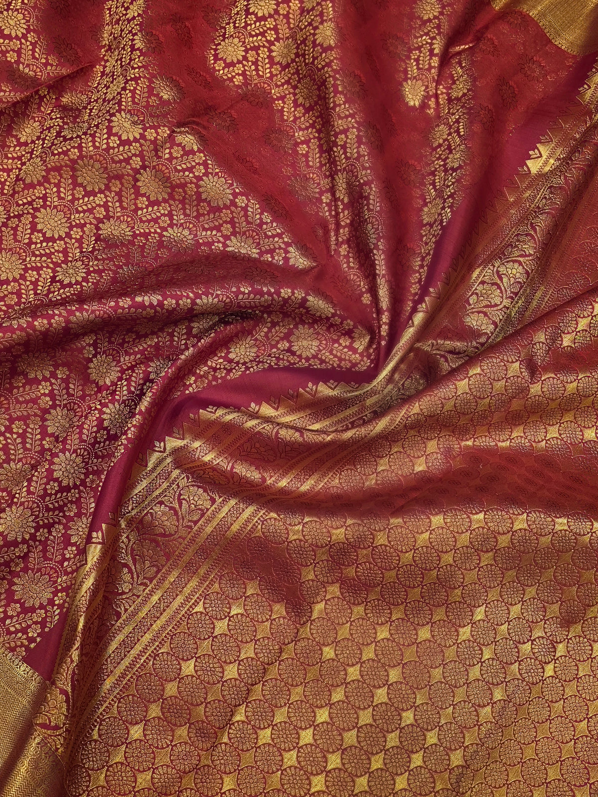 Rose Pink Kanchipuram Silk Saree with Maroon Zari Border Bridal Traditional Saree AA-001951
