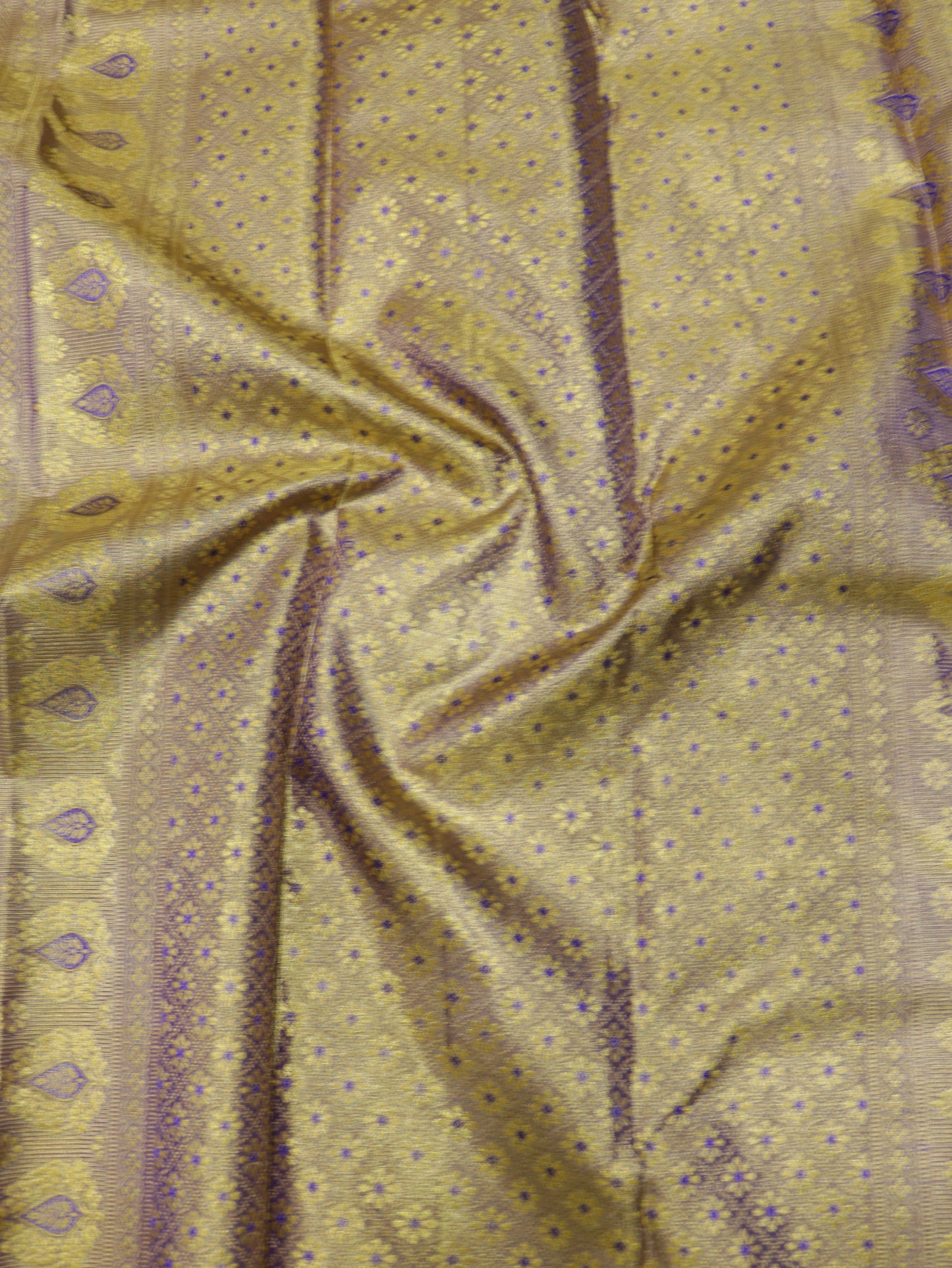 Kanchipuram Pure Silk Saree Silver with Violet Korvai Border | Bridal Traditional Saree