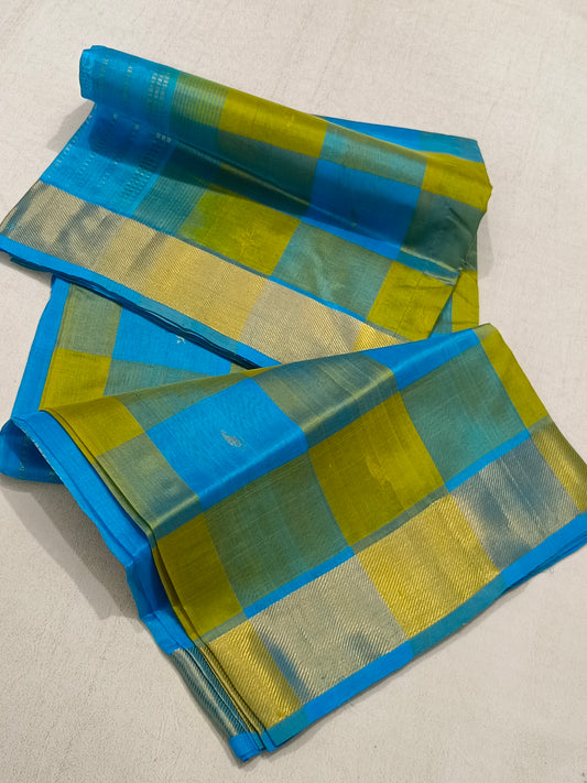 Paalum Pazhamum Blue and Green Silk Cotton Saree