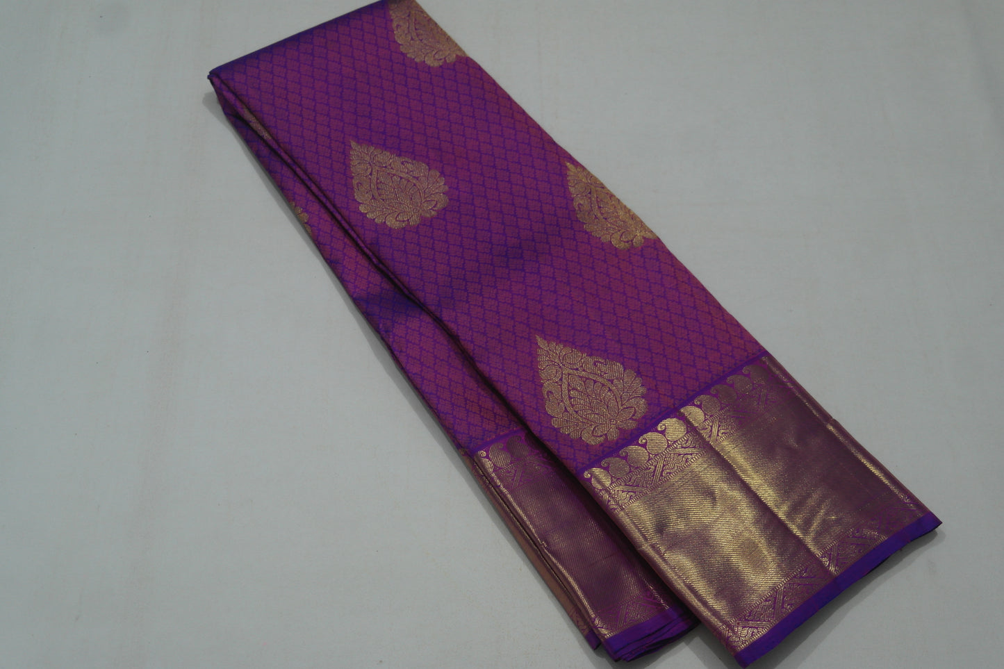 Royal Violet Bridal Kanchipuram Silk With Self Border