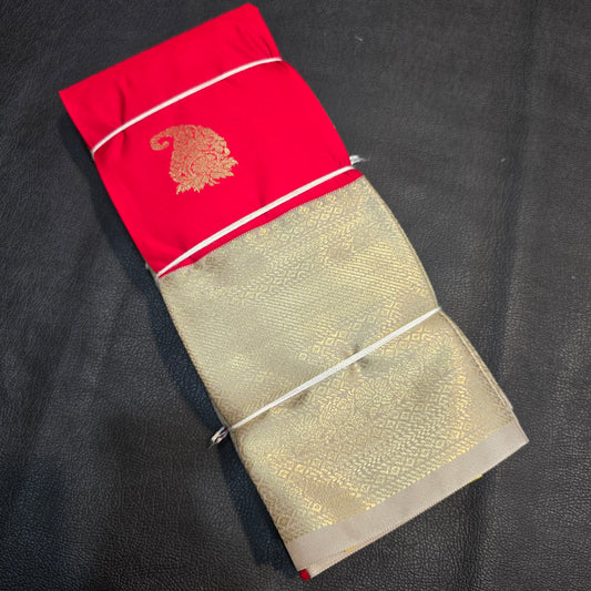 Rani Pink Semi Silk Saree with Elegant Gold Zari Border