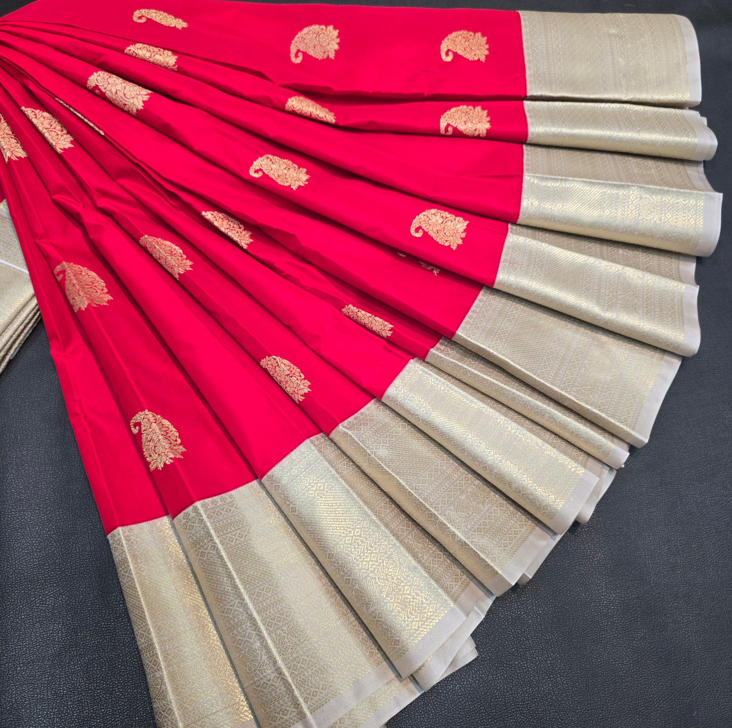 Rani Pink Semi Silk Saree with Elegant Gold Zari Border