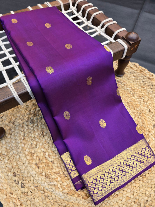 Kanchipuram Silk Saree Royal Purple with Gold Zari Pallu Bridal Traditional Saree