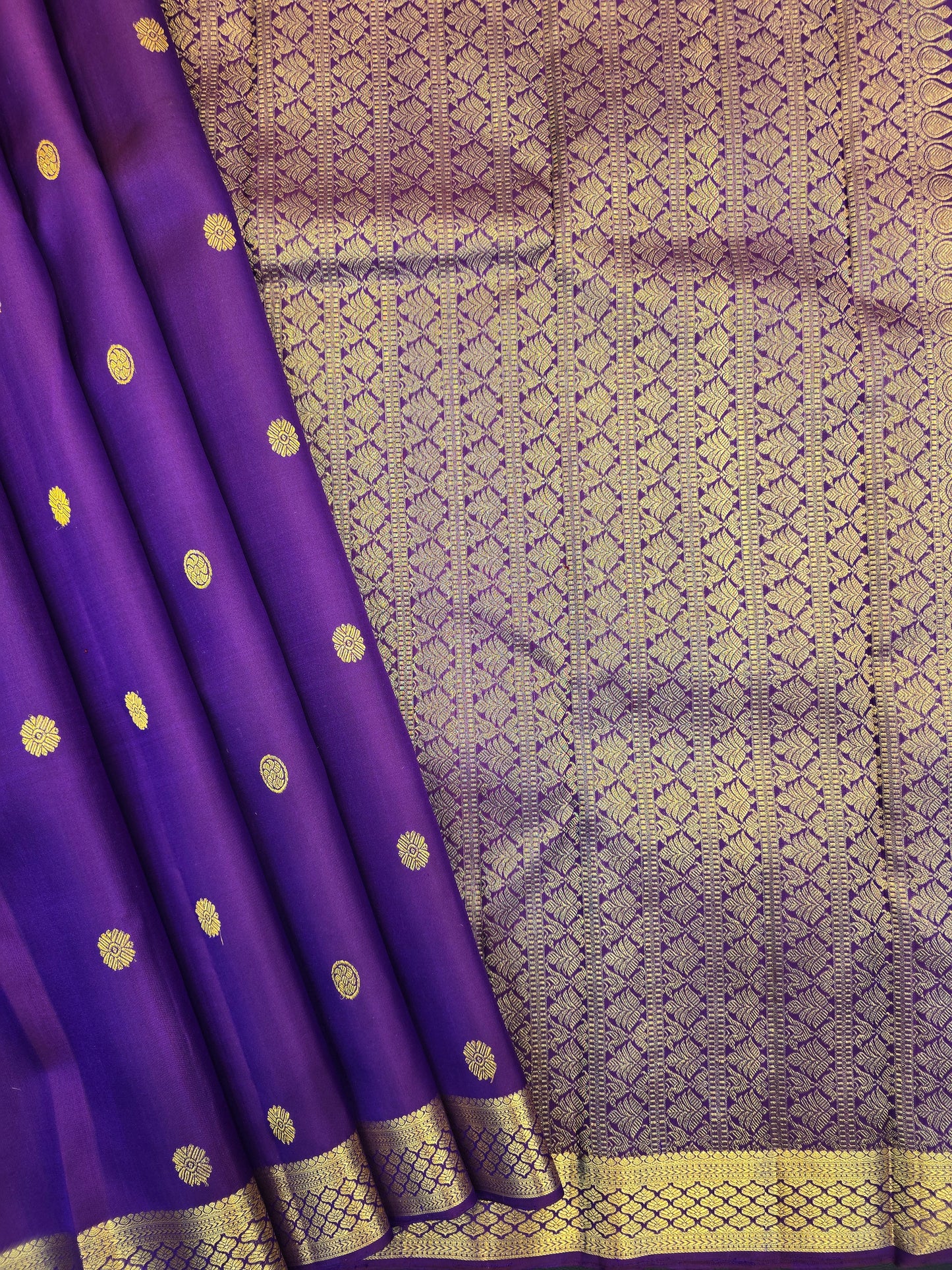 Kanchipuram Silk Saree Royal Purple with Gold Zari Pallu Bridal Traditional Saree