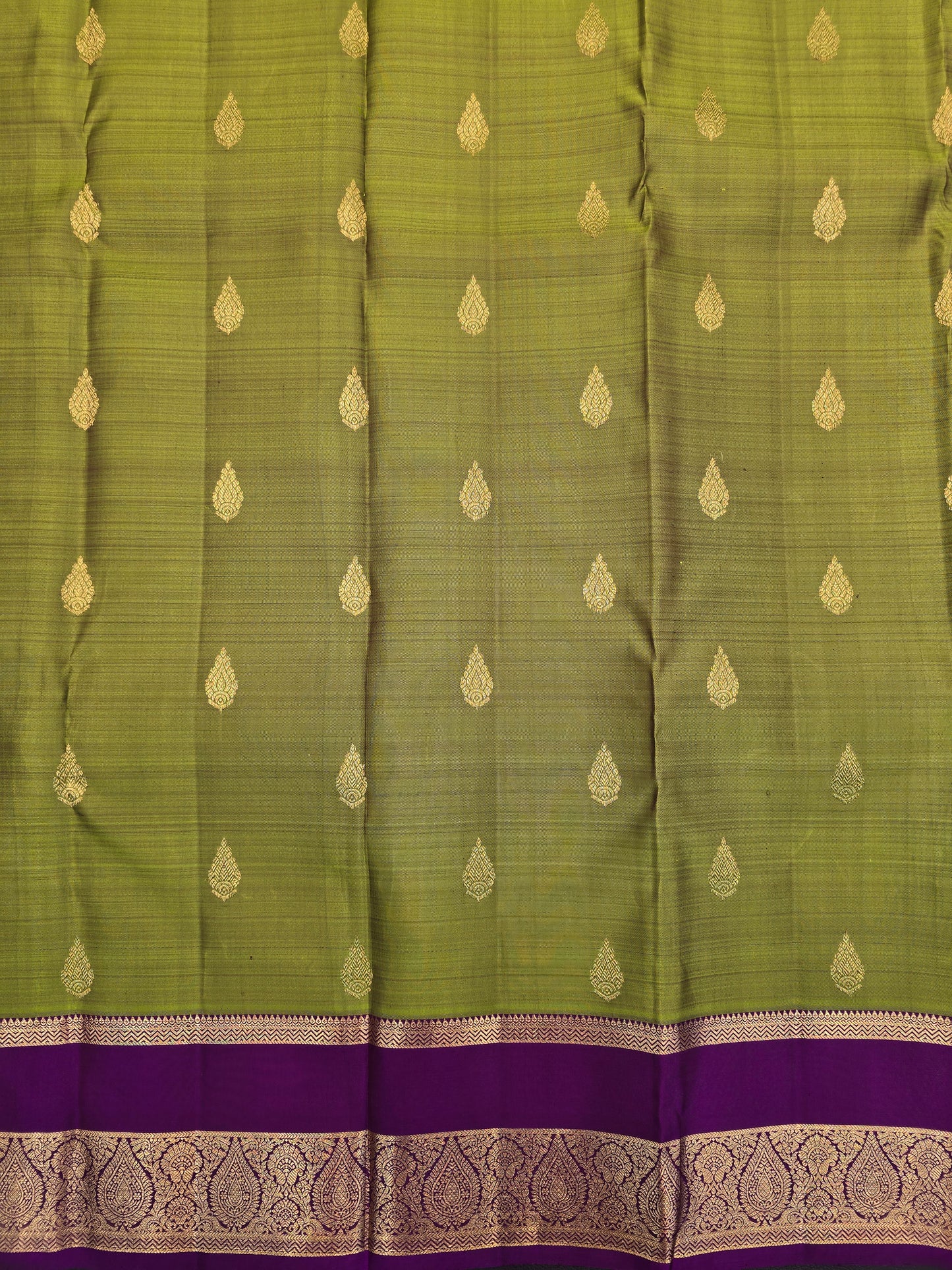 Kanchipuram Silk Saree Green with Purple Border Bridal Traditional Saree