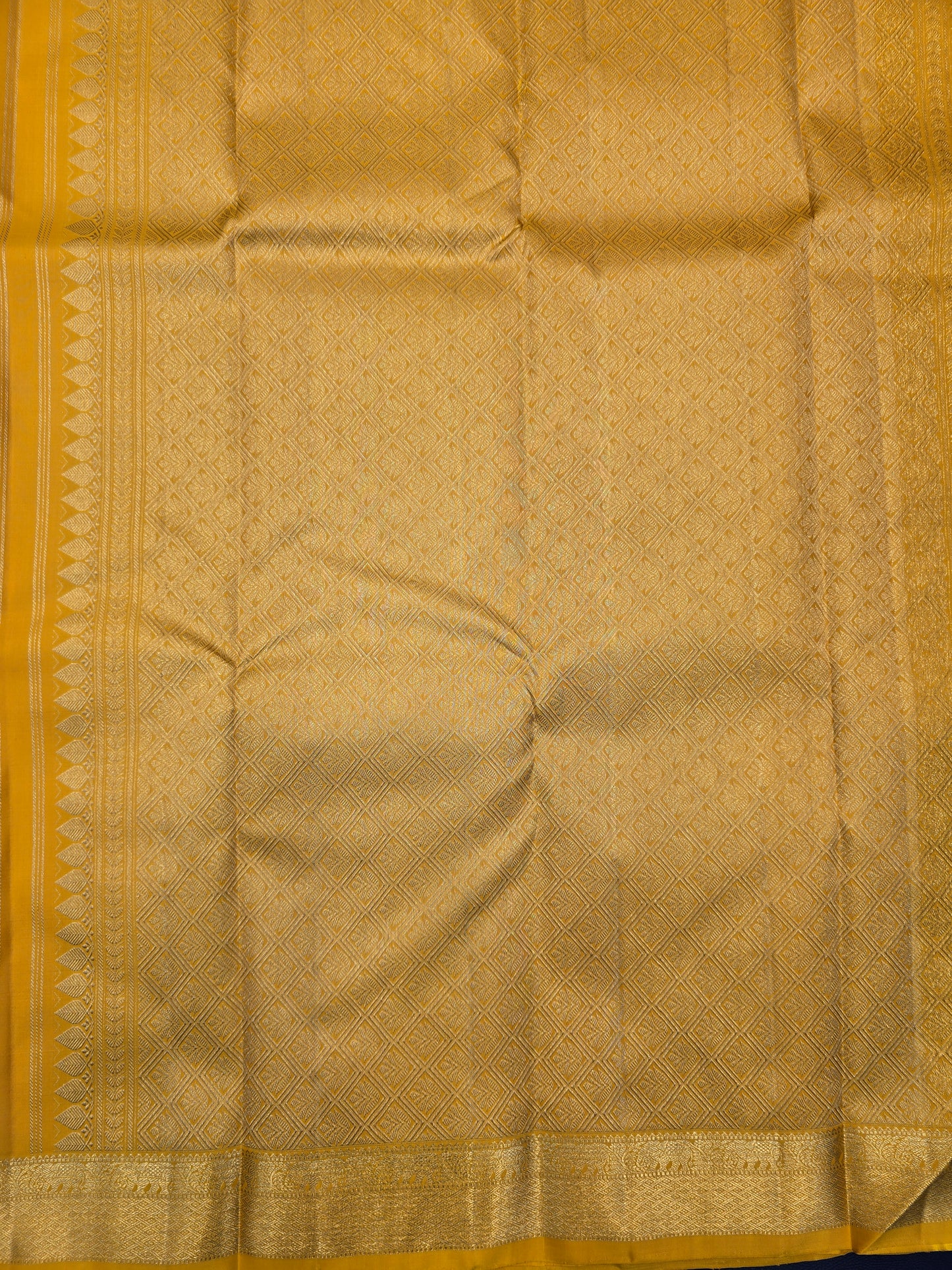 Kanchipuram Silk Saree Mustard Yellow with Zari Buttas Bridal Traditional Saree