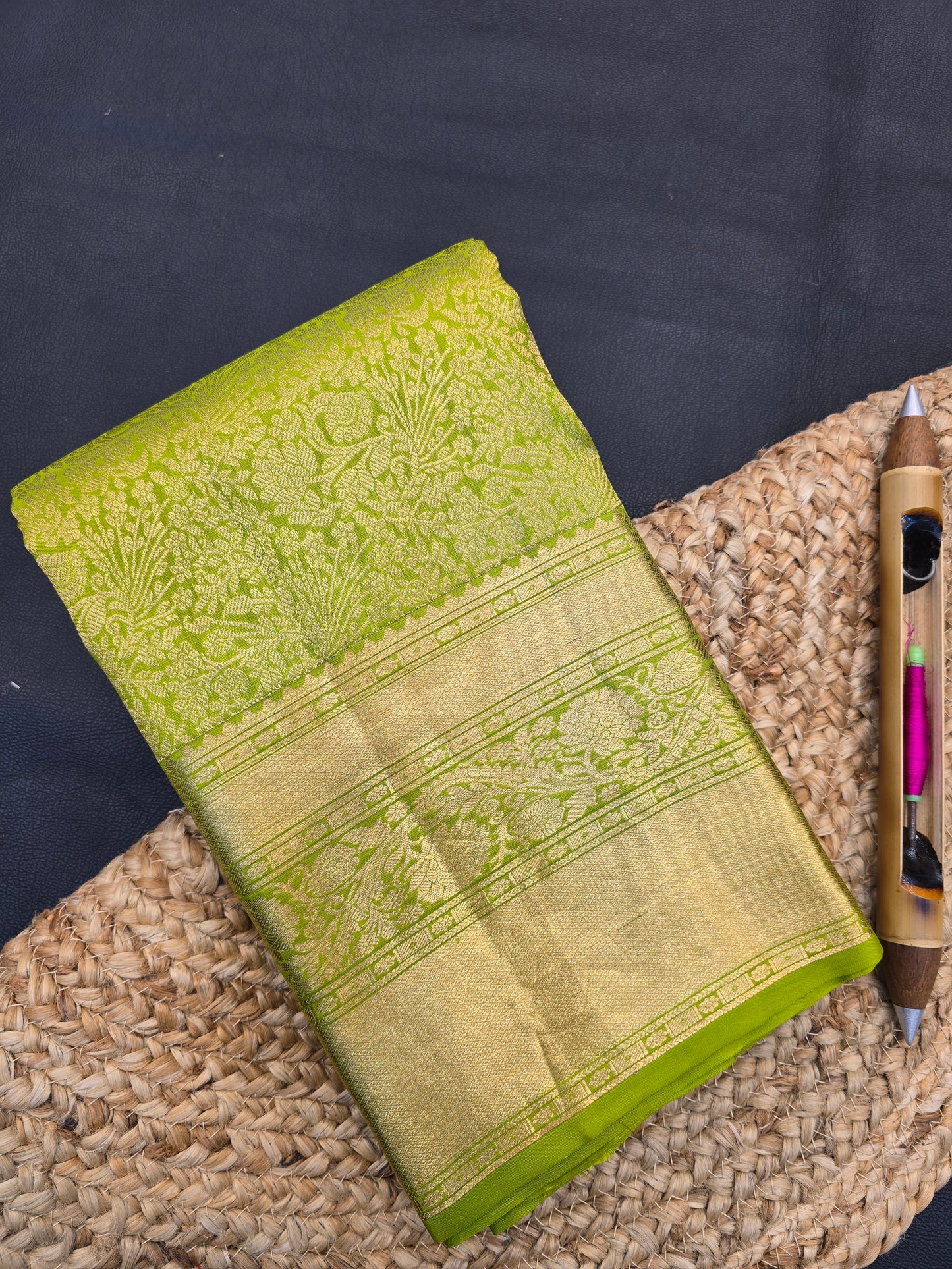 Olive Green Kanchipuram Silk Saree with Zari Weaving Traditional Bridal Saree