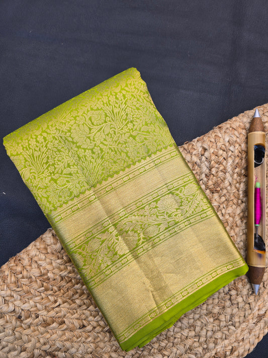 Olive Green Kanchipuram Silk Saree with Zari Weaving Traditional Bridal Saree