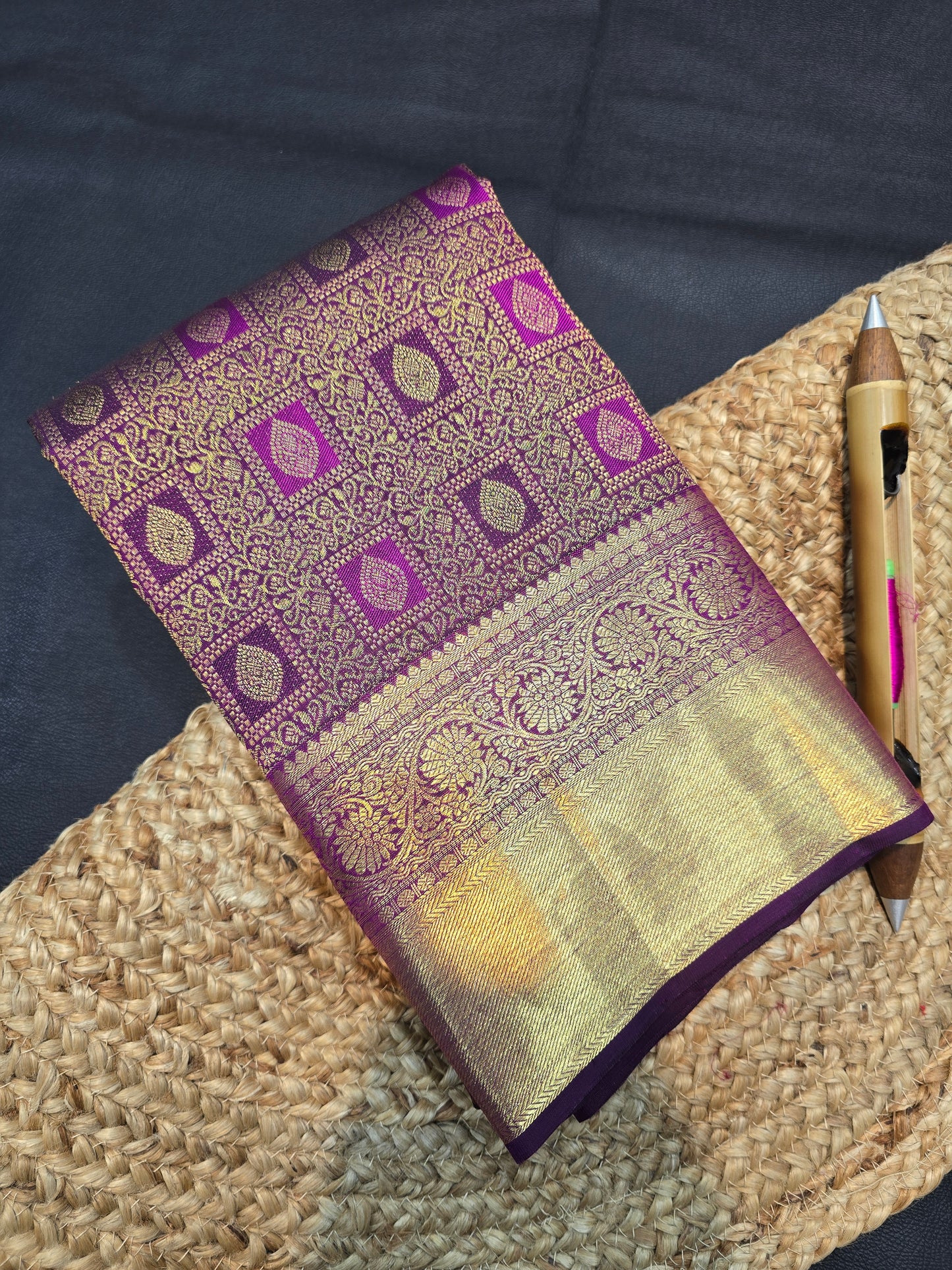 Royal Purple Kanchipuram Silk Saree with Rich Zari Weaving Bridal Traditional Saree
