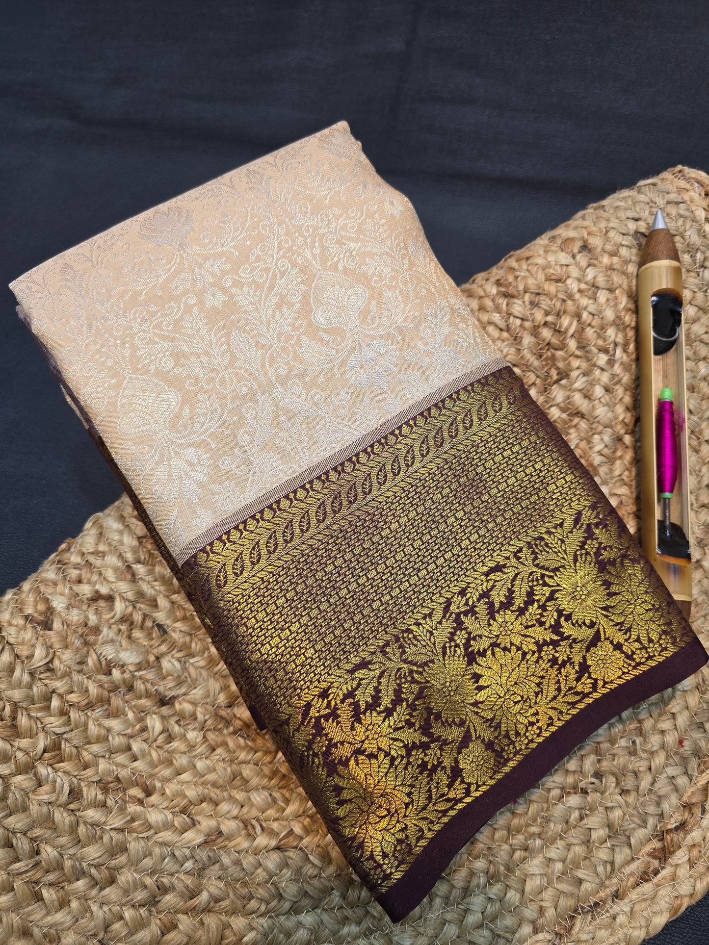 Rose Pink Kanchipuram Silk Saree with Maroon Zari Border Bridal Traditional Saree