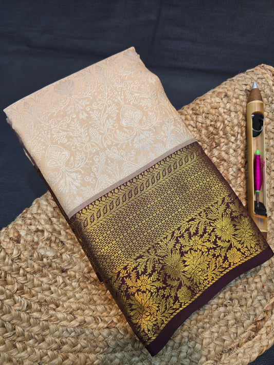 Rose Pink Kanchipuram Silk Saree with Maroon Zari Border Bridal Traditional Saree