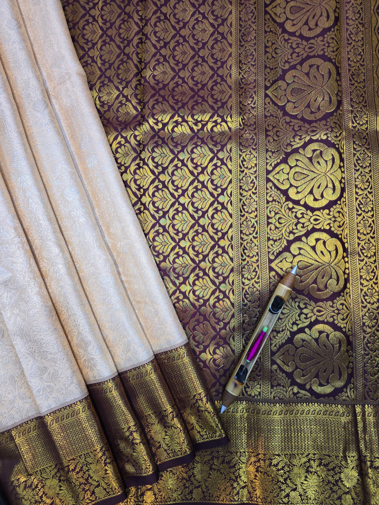 Rose Pink Kanchipuram Silk Saree with Maroon Zari Border Bridal Traditional Saree