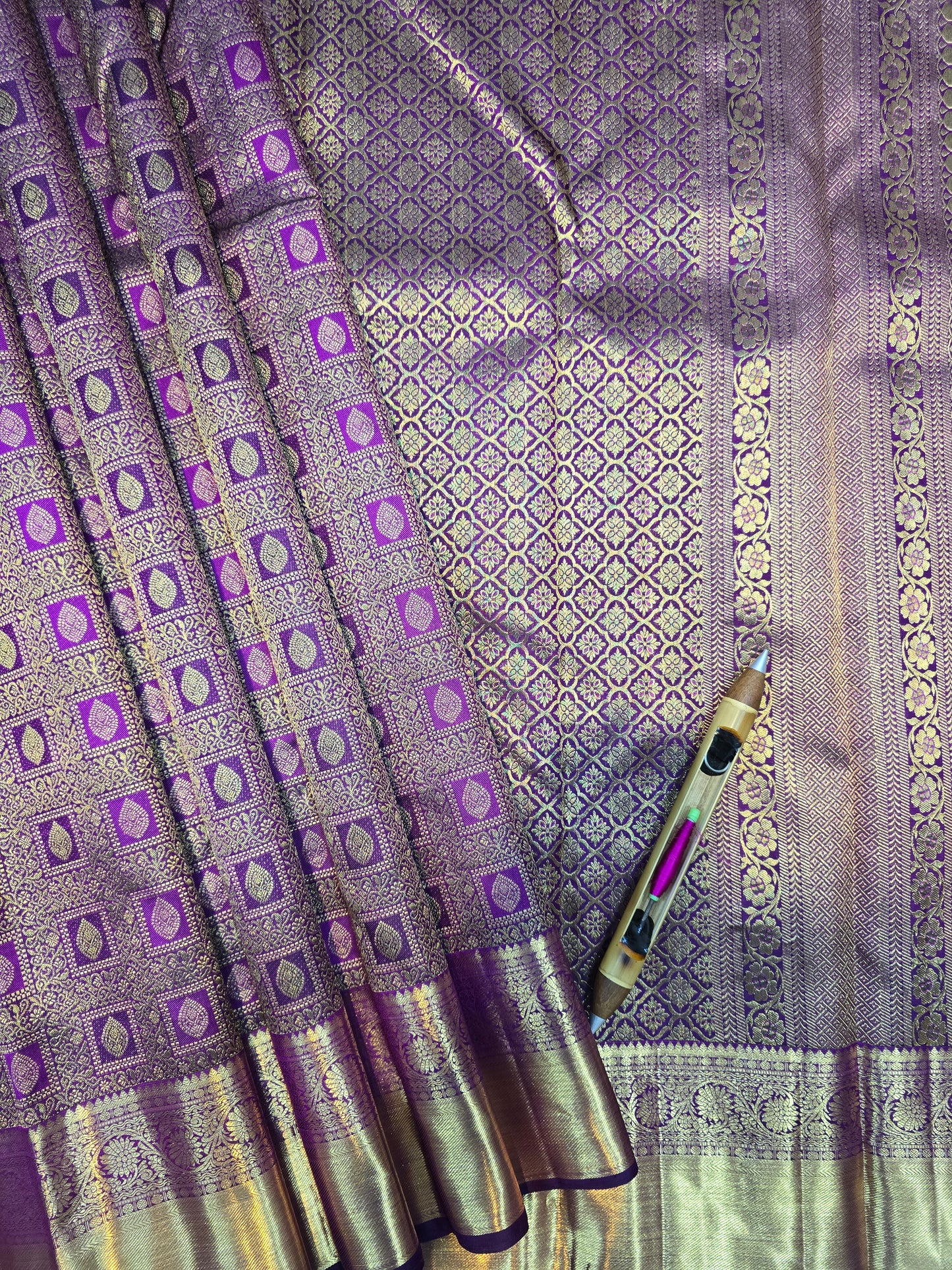 Royal Purple Kanchipuram Silk Saree with Rich Zari Weaving Bridal Traditional Saree