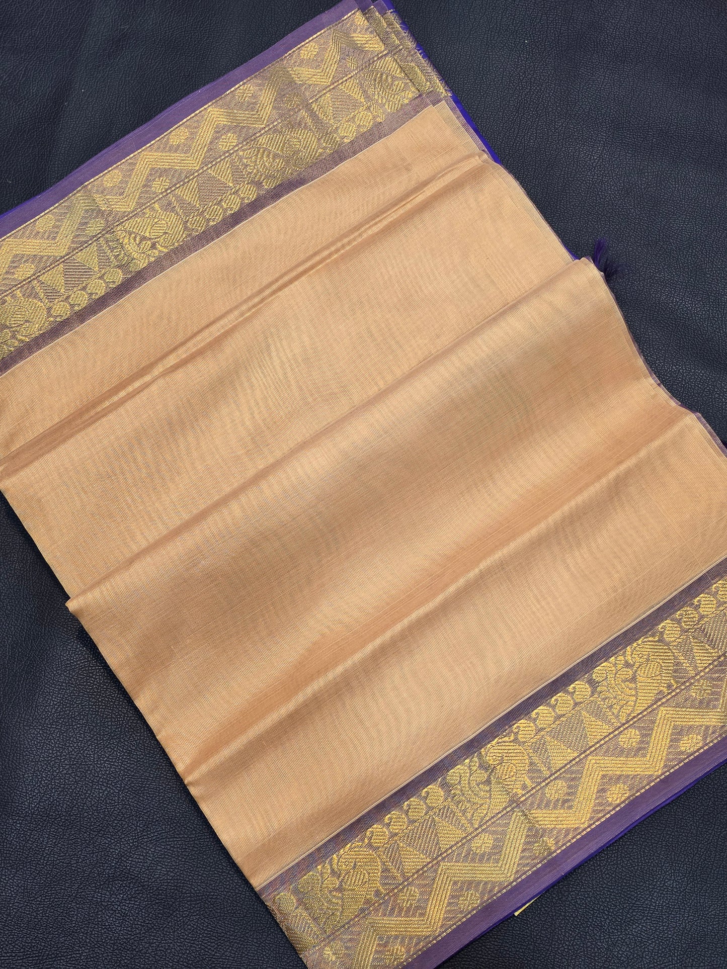 Pure Silk Cotton Saree in Ivory Beige with Royal Blue Silver Zari Border | Traditional Festive Saree