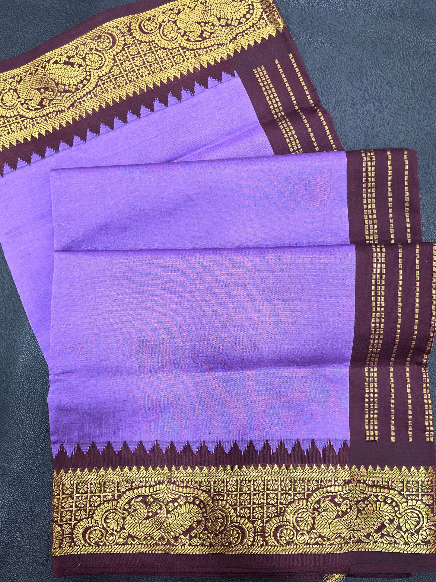 Periwinkle Blue Semi Silk Cotton Saree with Royal Purple Zari Pallu & Peacock Border | Traditional Festive Saree