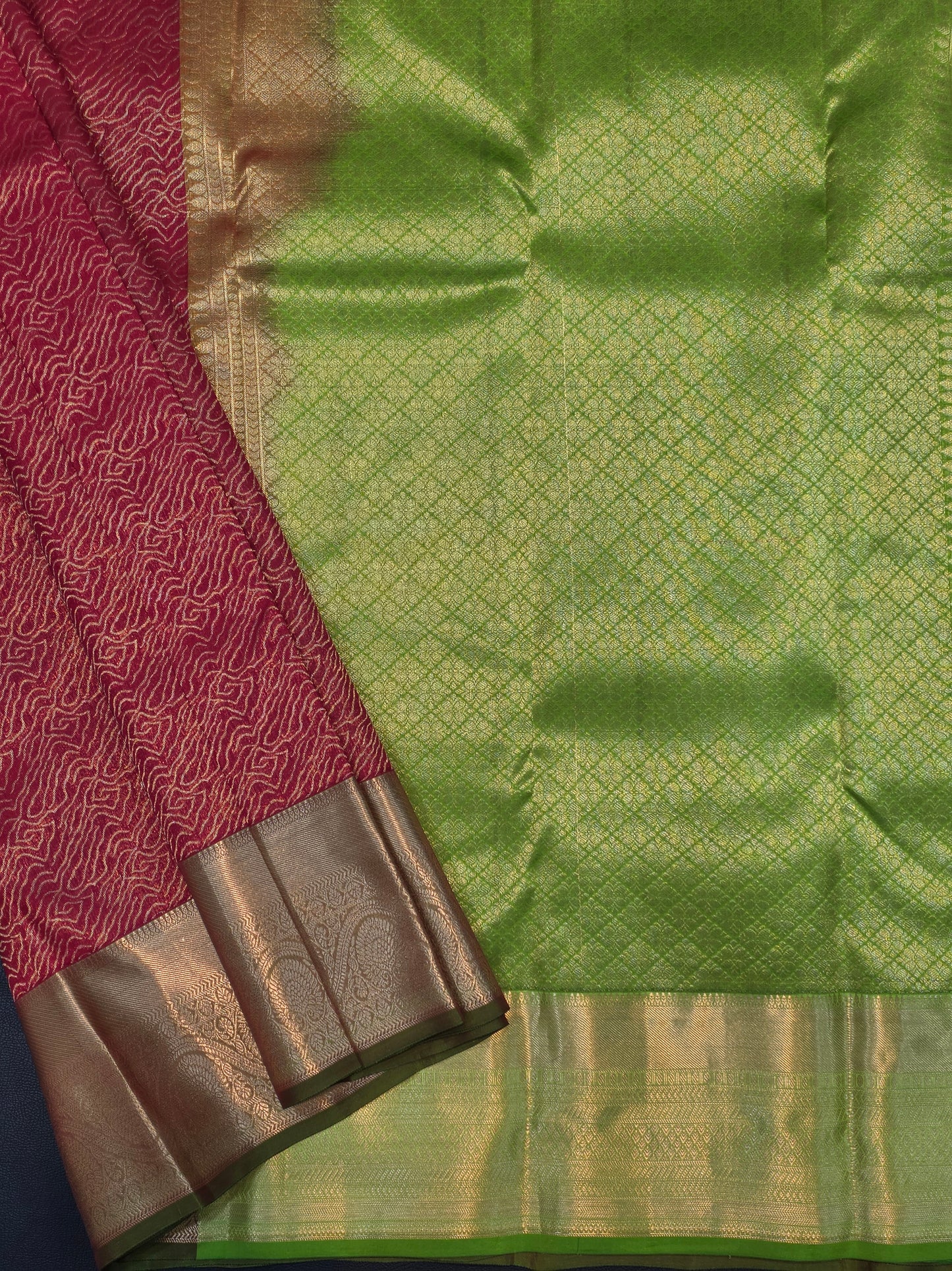 Ruby Red Pure Mix Silk Saree with Gold Zari Paisley Border | Elegant Traditional Festive Saree