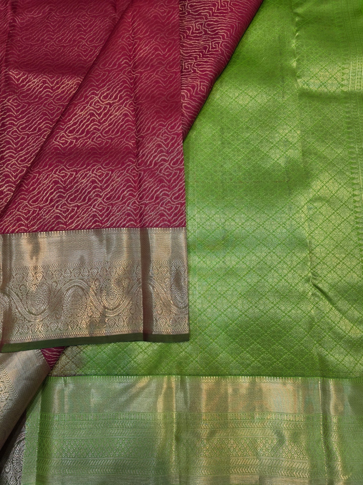 Ruby Red Pure Mix Silk Saree with Gold Zari Paisley Border | Elegant Traditional Festive Saree