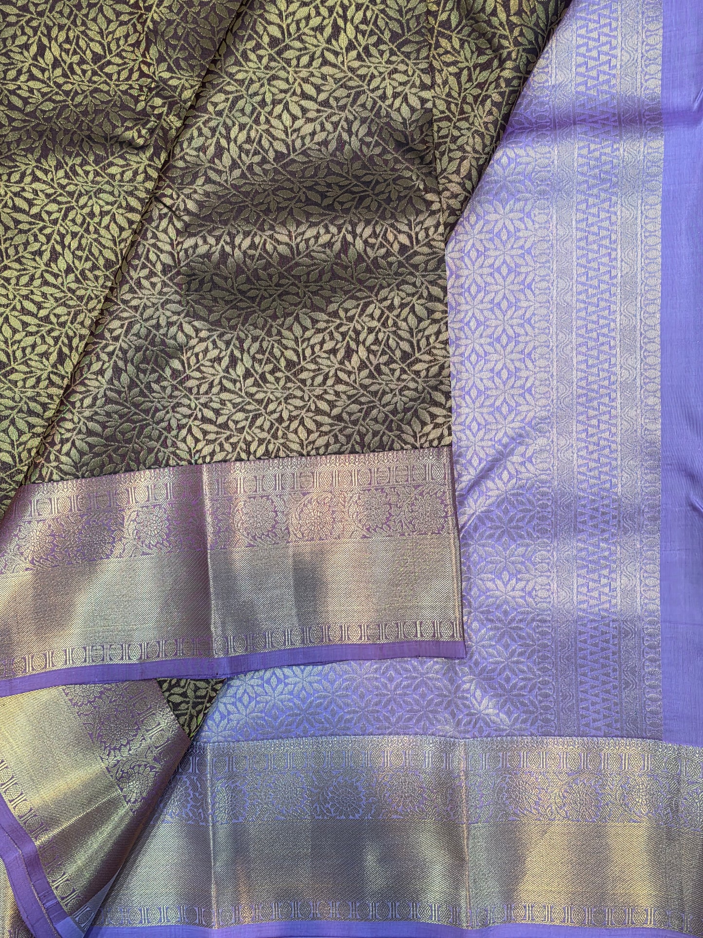 Coffee Brown Pure Mix Silk Saree with Lavender Purple Zari Border | Elegant Traditional Festive Saree
