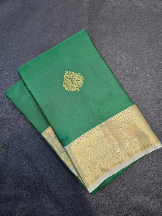 Emerald Green Semi Silk Saree with Rich Zari Pallu | Traditional Festive Wear Saree