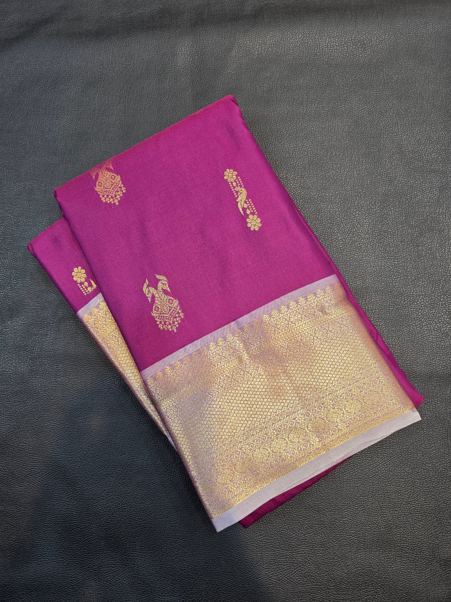 Royal Purple Semi Silk Saree with Peacock Buttas & Rich Zari Pallu | Traditional Festive Wear