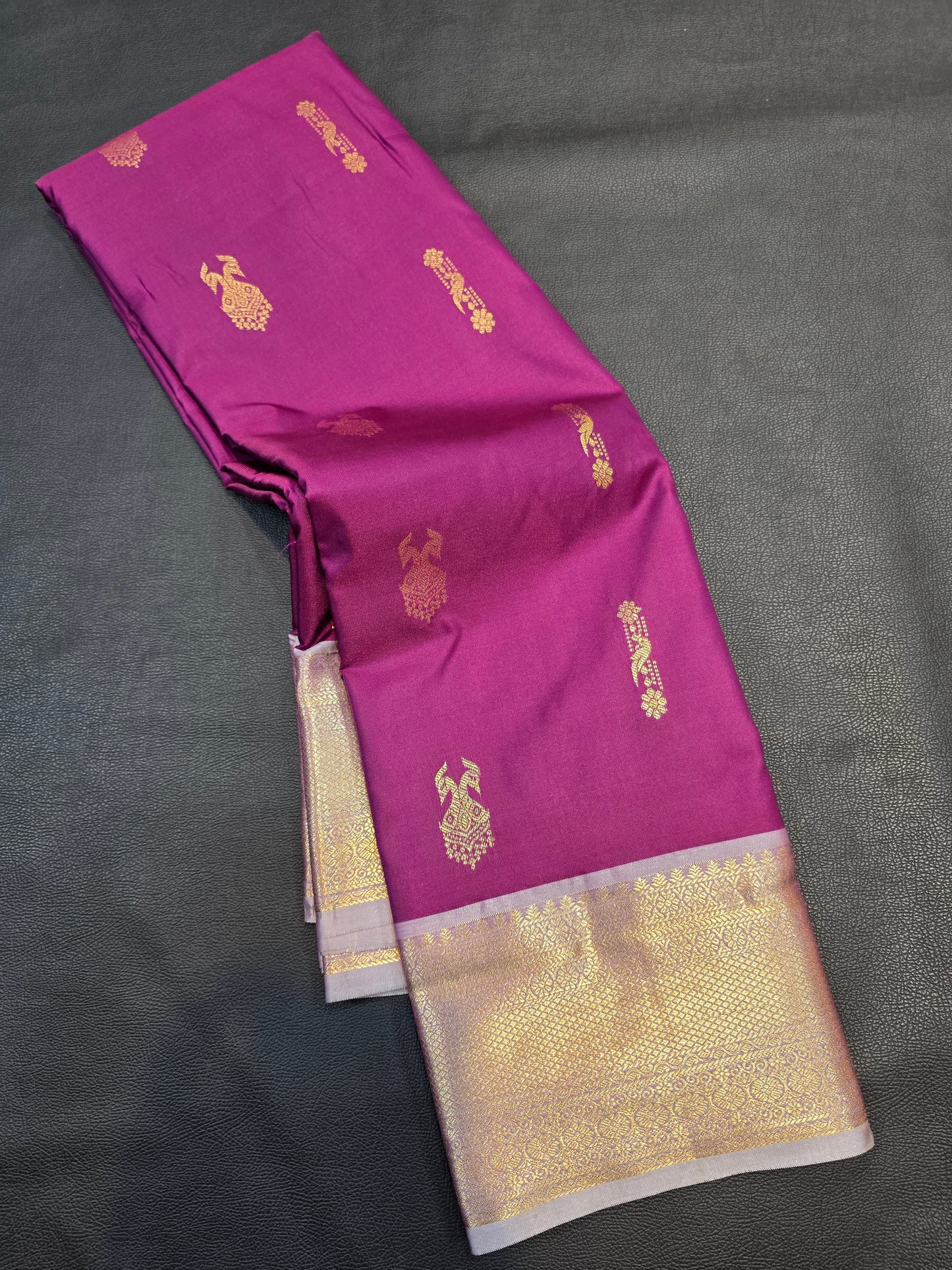 Royal Purple Semi Silk Saree with Peacock Buttas & Rich Zari Pallu | Traditional Festive Wear