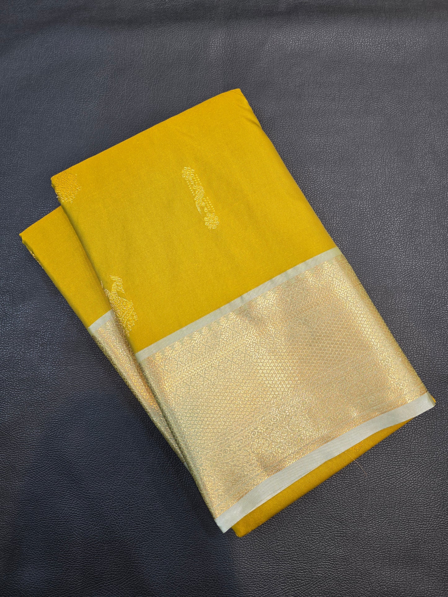 Olive Green Semi Silk Saree with Silver Zari Pallu & Peacock Buttas | Traditional Festive Saree