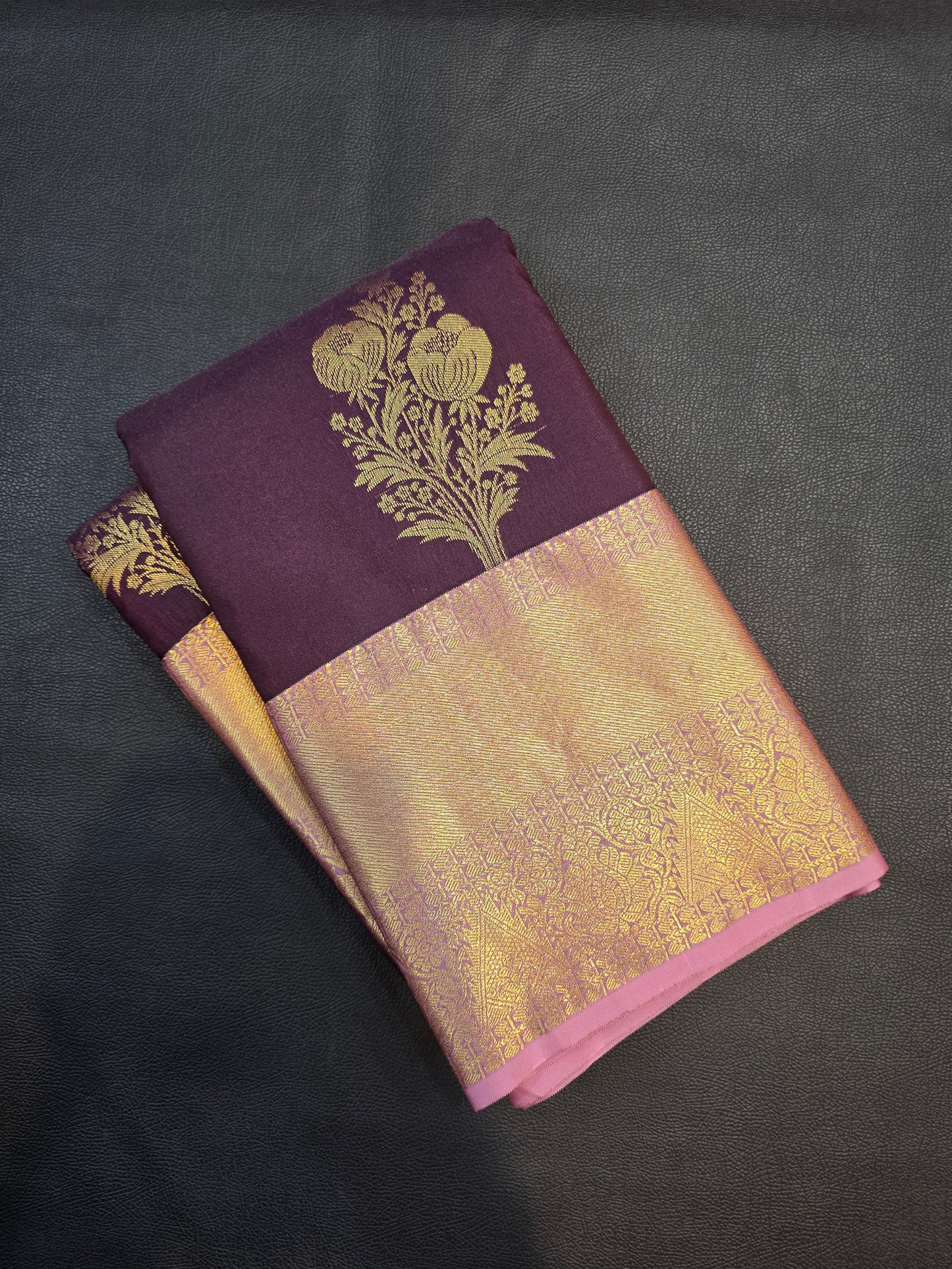 Deep Wine & Pink Semi Silk Saree with Rich Korvai Zari Pallu | Traditional Wedding Saree