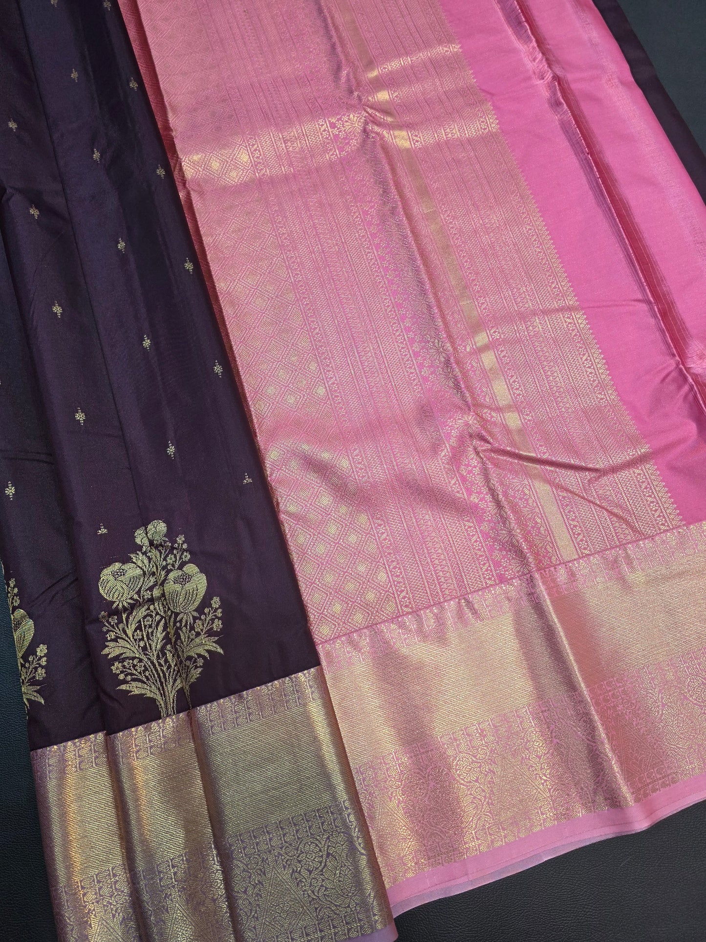 Deep Wine & Pink Semi Silk Saree with Rich Korvai Zari Pallu | Traditional Wedding Saree