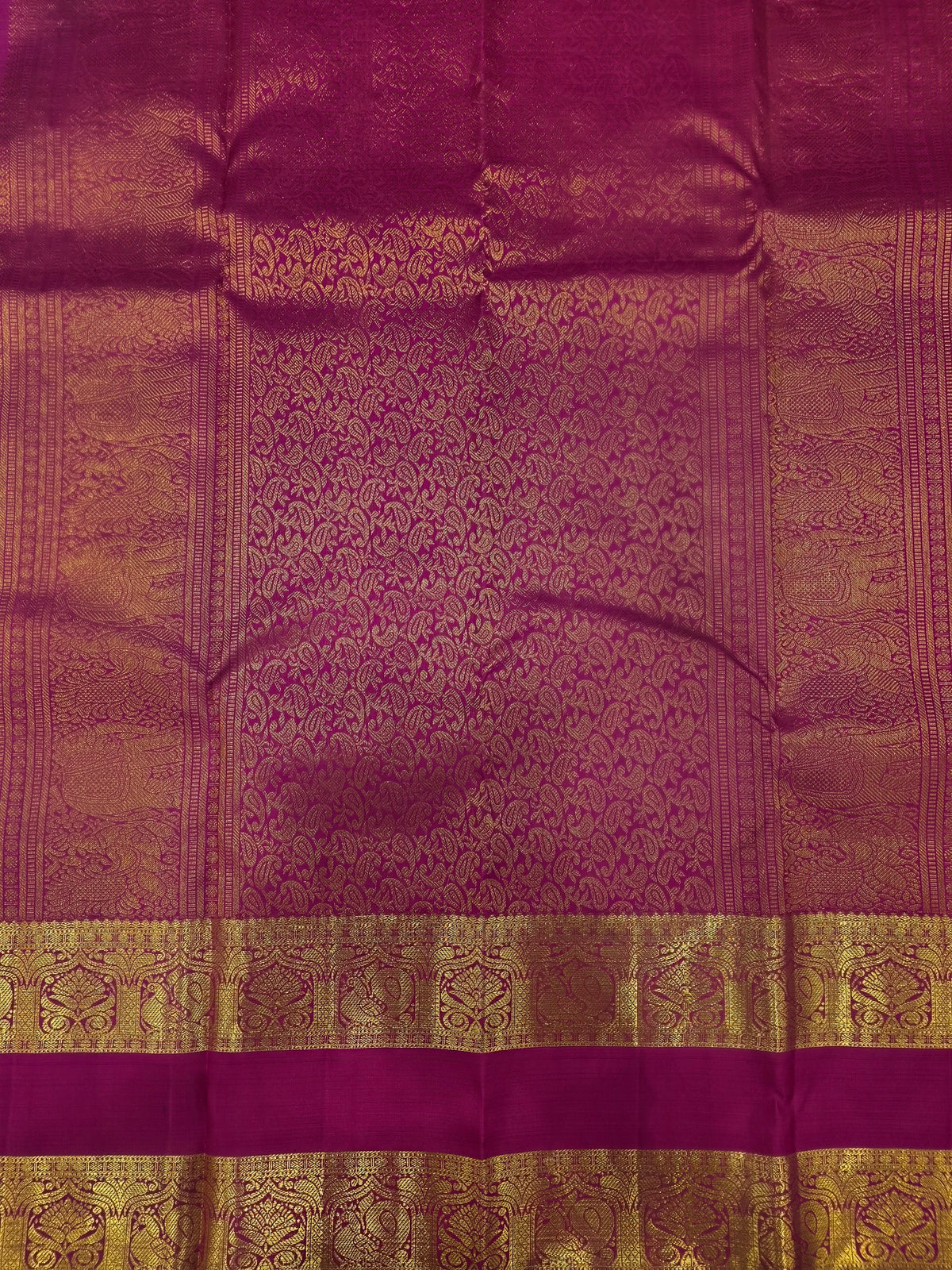 Orange & Magenta Pure Silk Saree with Rich Peacock Zari Border | Traditional Wedding Saree AA-000827