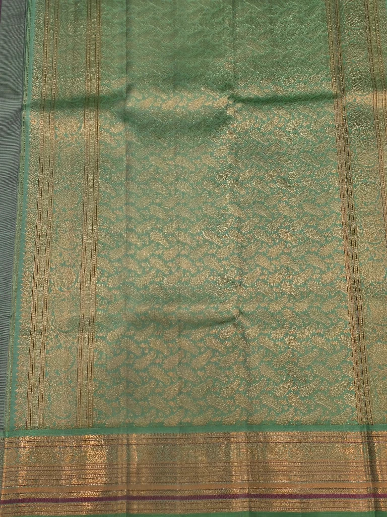 Rani Pink & Green Pure Kanchipuram Silk Saree with Rich Gold Zari Pallu | Bridal Saree