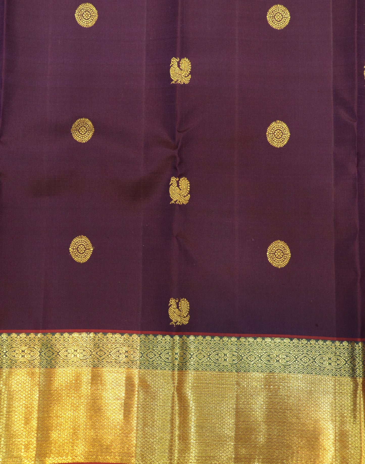 Kanchipuram Silk Saree – Plum & Rust with Rich Zari Border