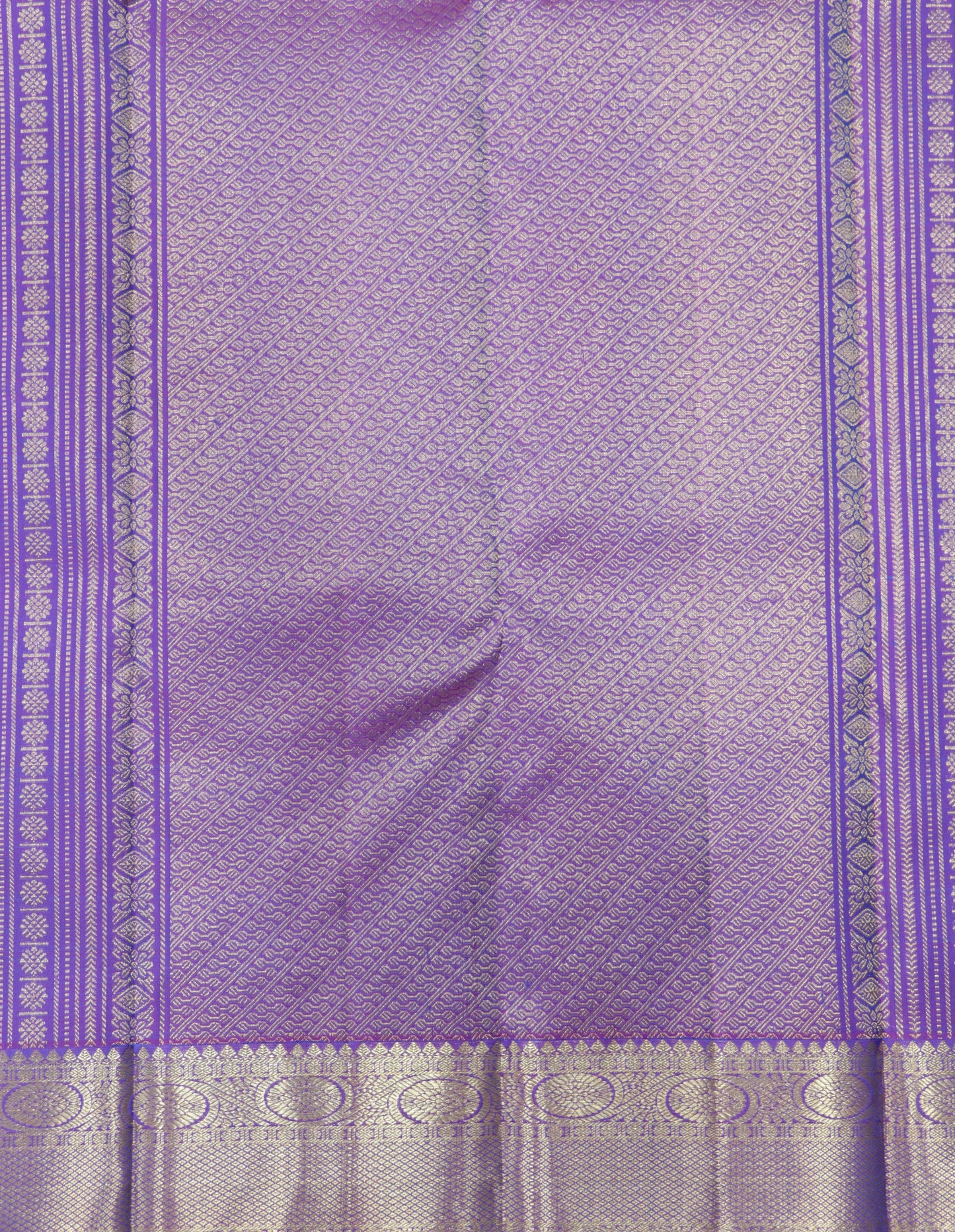 Kanchipuram Silk Saree Teal Blue with Purple Contrast Pallu & Zari Buttas Bridal Wear