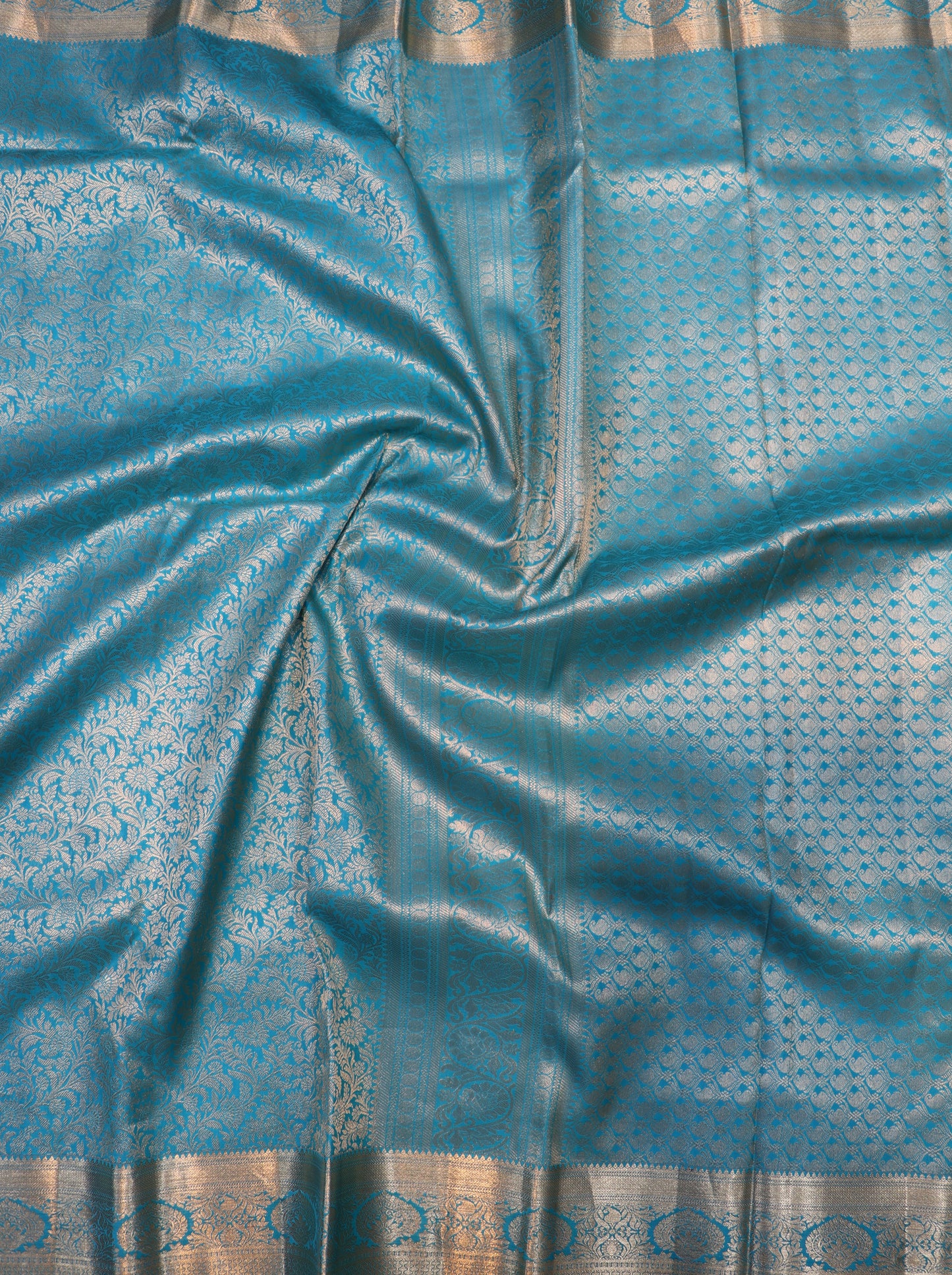 Turquoise Blue Kanchipuram Silk Saree with Rich Zari Weaving Bridal Traditional Saree