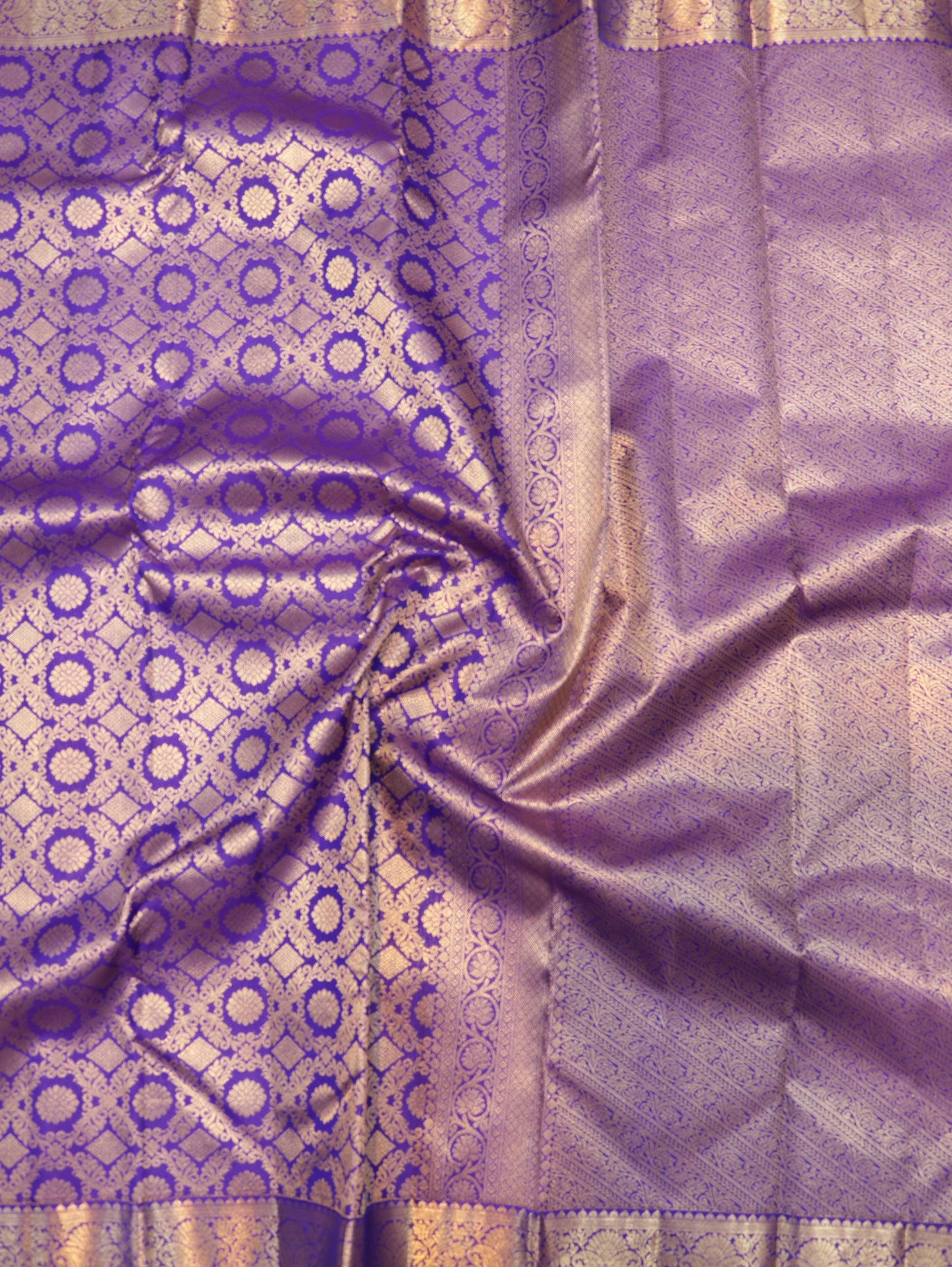 Violet Kanchipuram Silk Saree with Rich Zari Work Traditional Bridal Saree