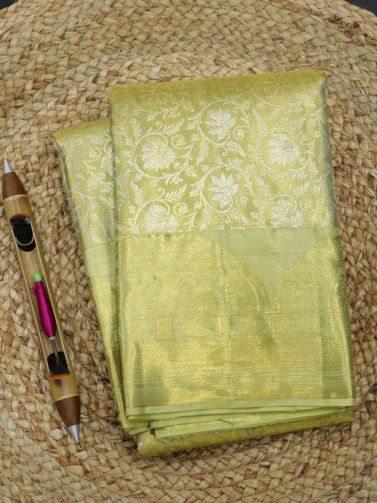 Kanchipuram Pure Silk Saree Pistachio Green with Self Zari Border | Elegant Bridal Traditional Saree