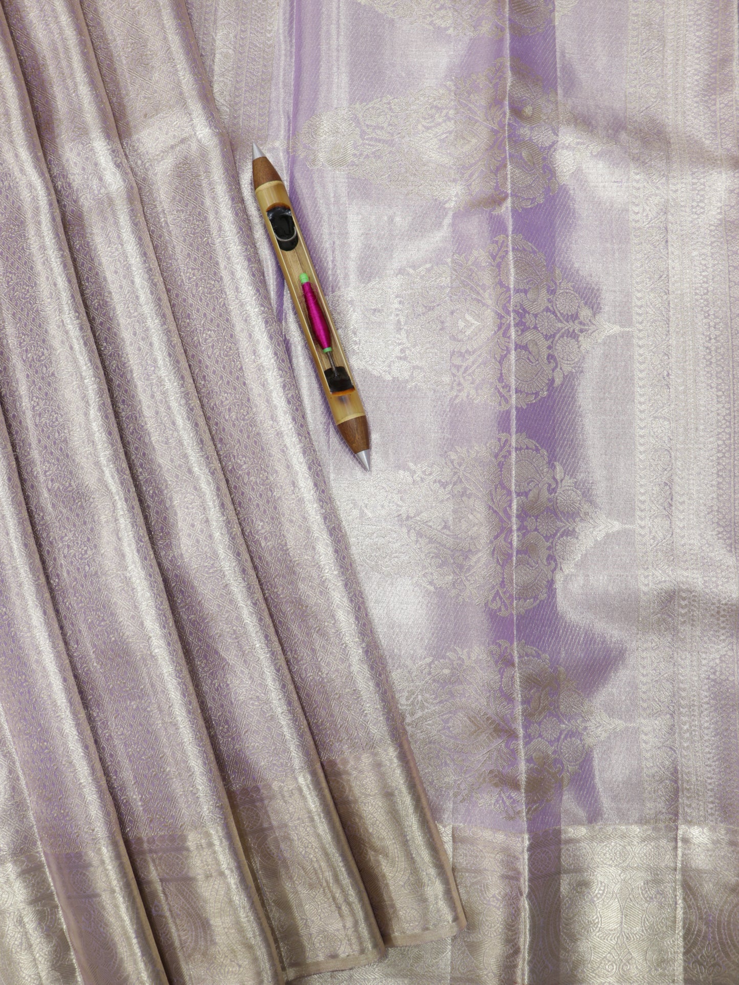 Kanchipuram Pure Silk Saree Lavender with Silver Zari | Elegant Bridal Traditional Saree