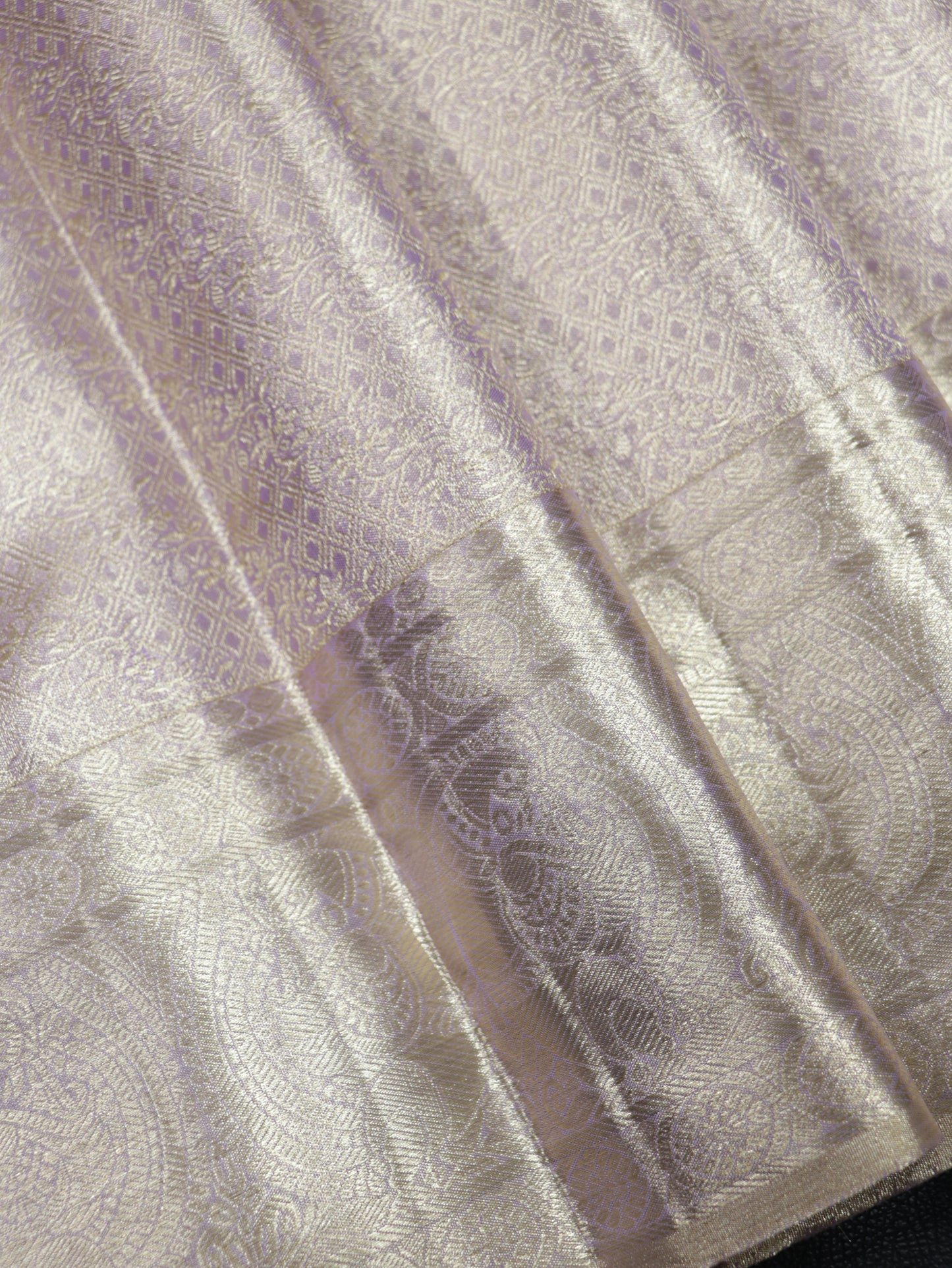 Kanchipuram Pure Silk Saree Lavender with Silver Zari | Elegant Bridal Traditional Saree