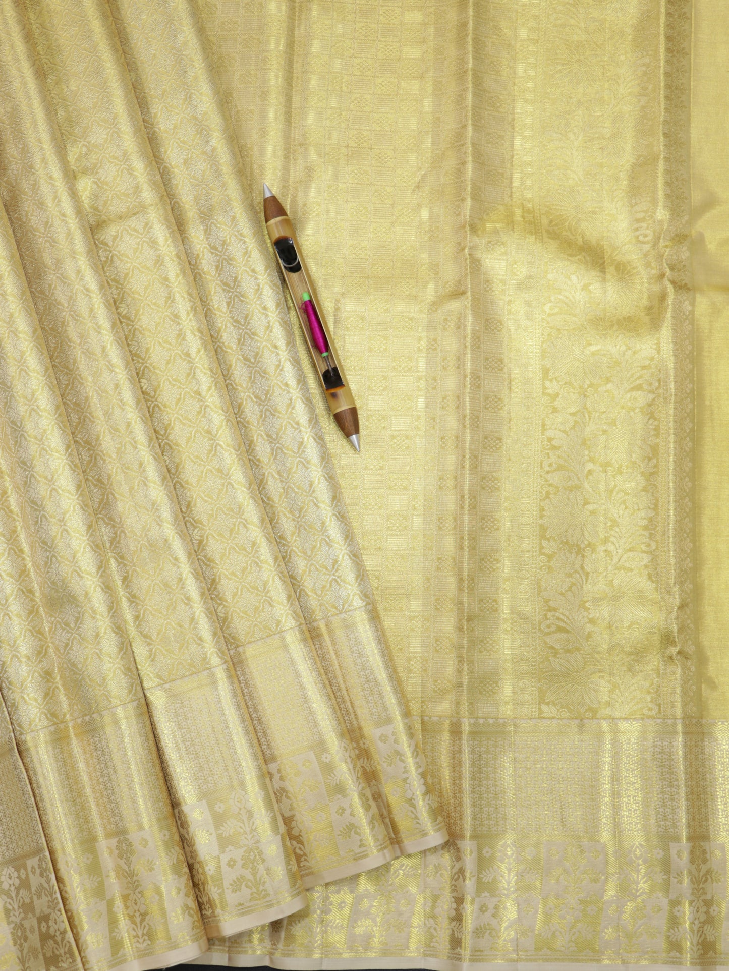 Kanchipuram Pure Silk Saree Antique Gold with Rich Zari | Bridal Traditional Wedding Saree