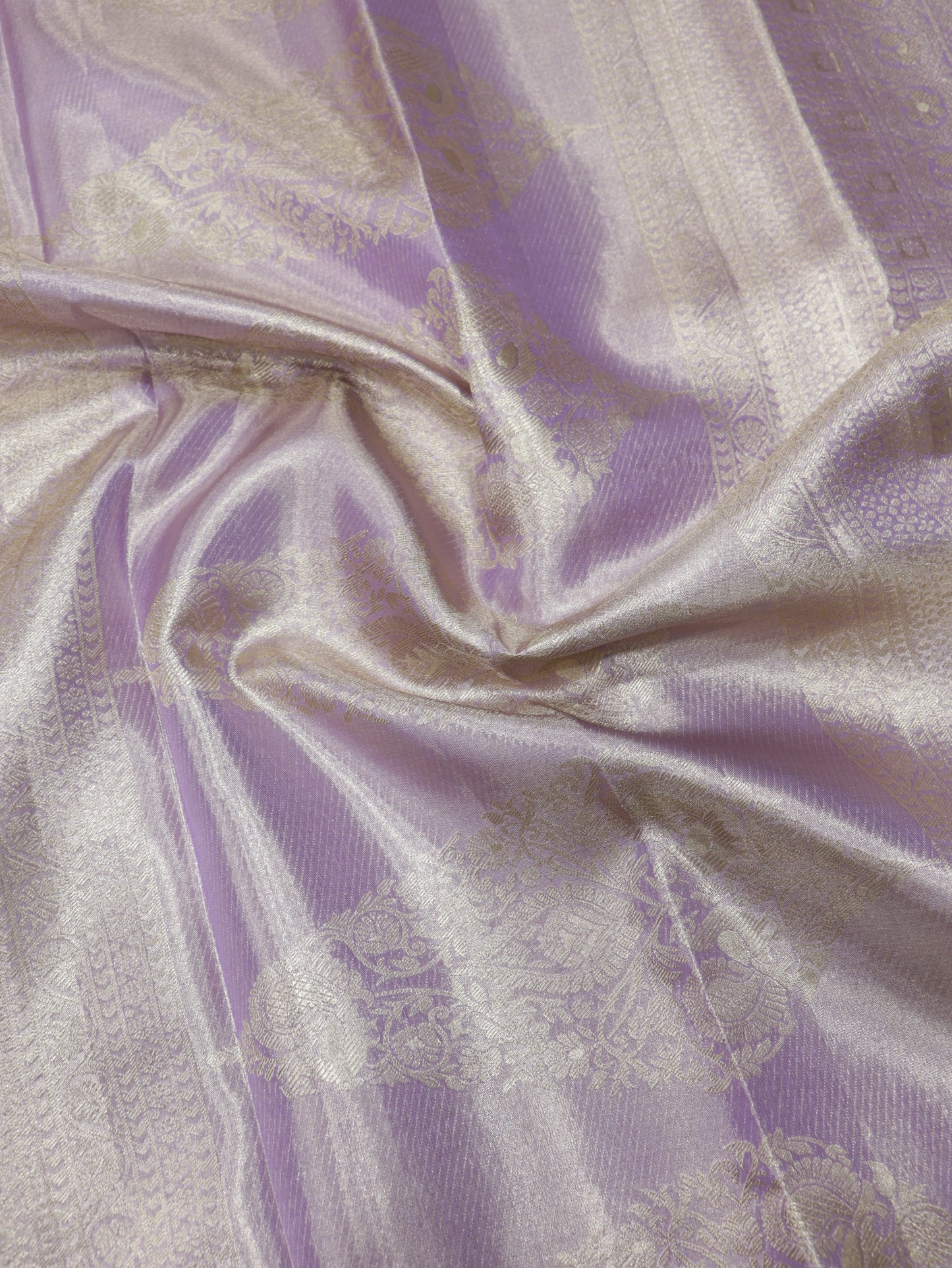 Kanchipuram Pure Silk Saree Lavender with Silver Zari | Elegant Bridal Traditional Saree