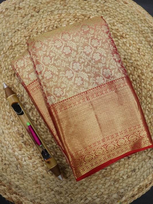 Kanchipuram Pure Silk Saree Red and Gold with Korvai Border | Bridal Wedding Traditional Saree