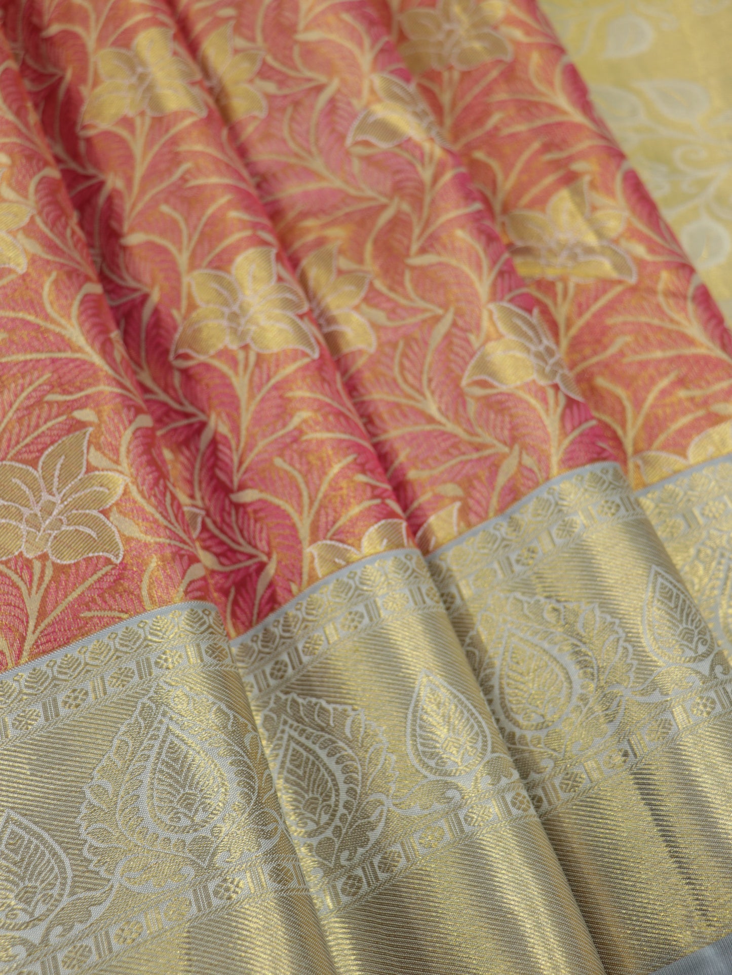 Kanchipuram Pure Silk Saree Coral Pink with Gold Zari | Elegant Bridal Traditional Saree