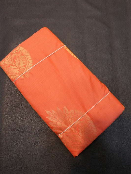 Semi Soft Silk Saree  Coral Orange  Teal Green with Border | Traditional Designer Saree
