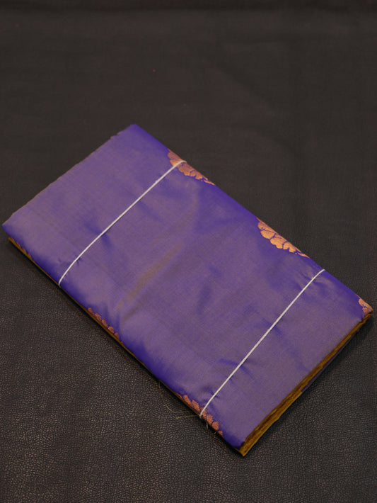 Majestic Purple Semi Soft Silk Saree Mustard Yellow with Contrast Border & Zari Paisley Motifs