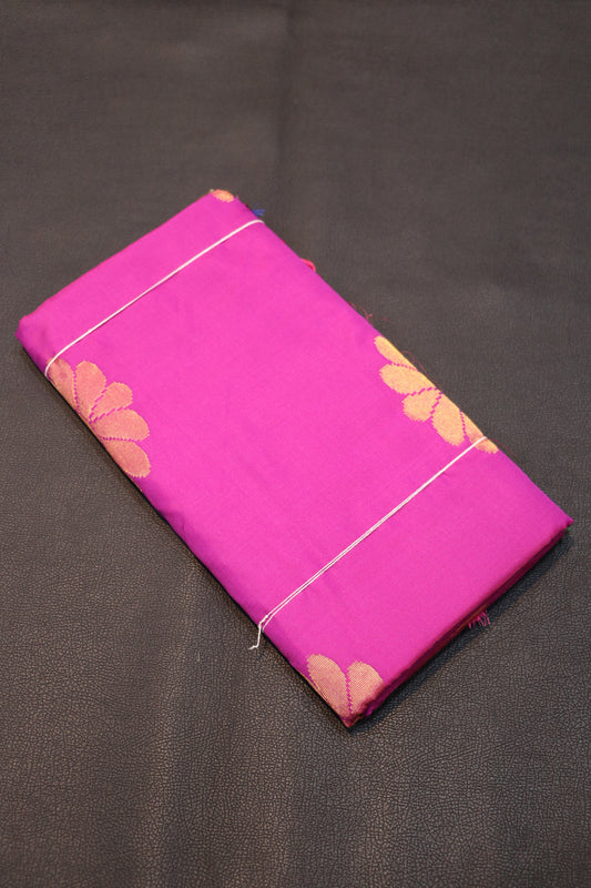 Royal Rani Pink Semi Soft Silk Saree with Contrast Olive Gold Designer Zari Pallu