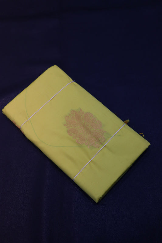Elegant Lemon Yellow & Emerald Green Semi Soft Silk Saree with Rich Zari Woven Pallu