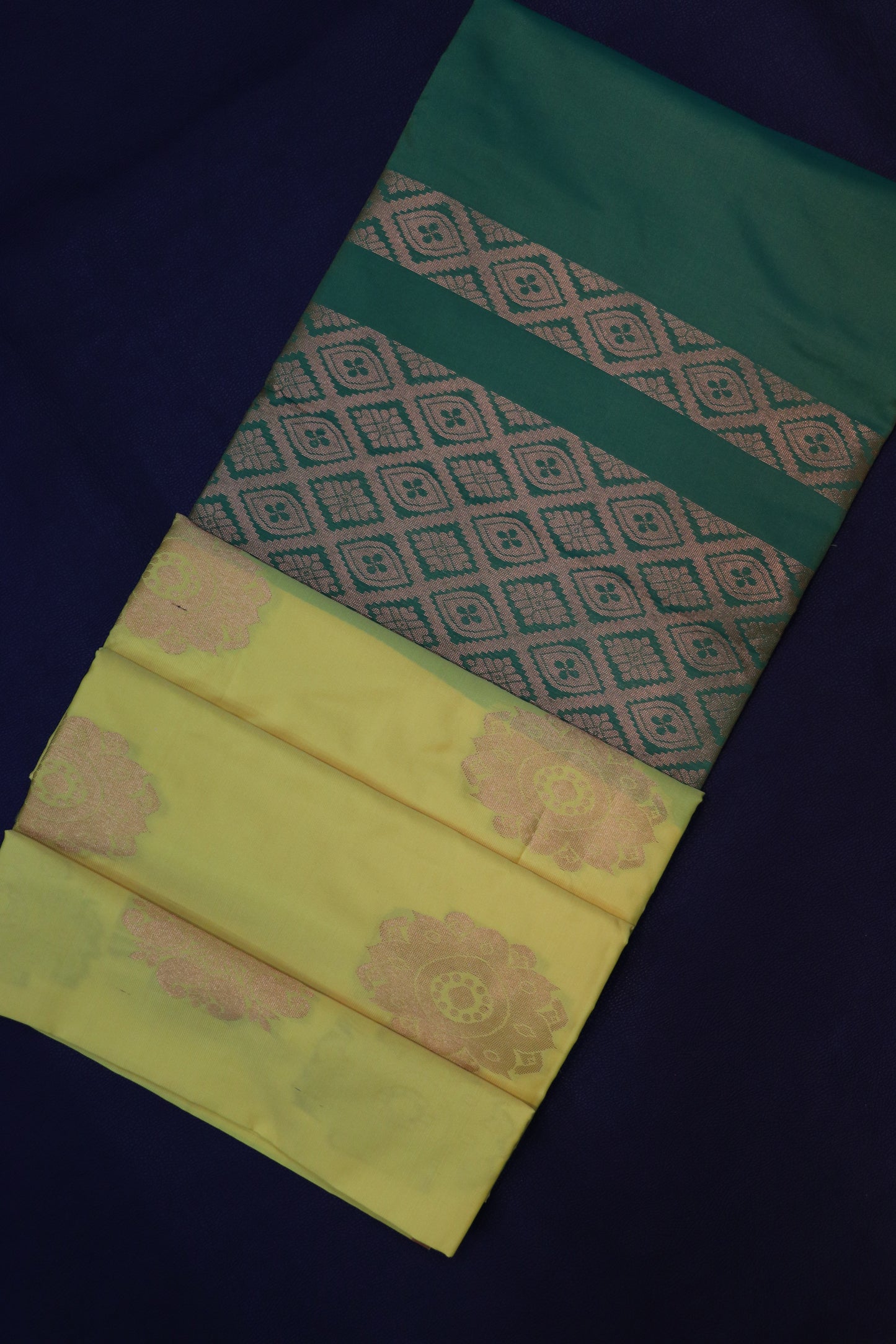 Elegant Lemon Yellow & Emerald Green Semi Soft Silk Saree with Rich Zari Woven Pallu