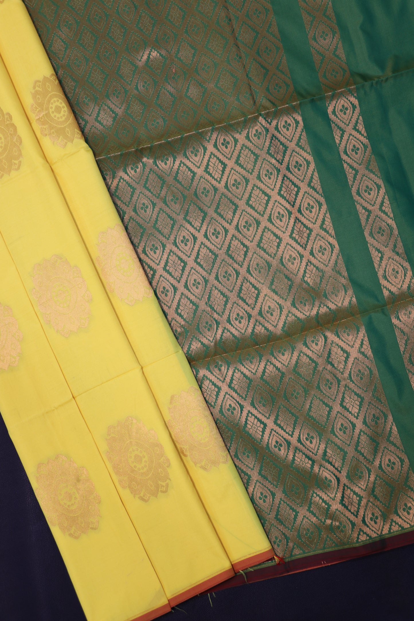 Elegant Lemon Yellow & Emerald Green Semi Soft Silk Saree with Rich Zari Woven Pallu