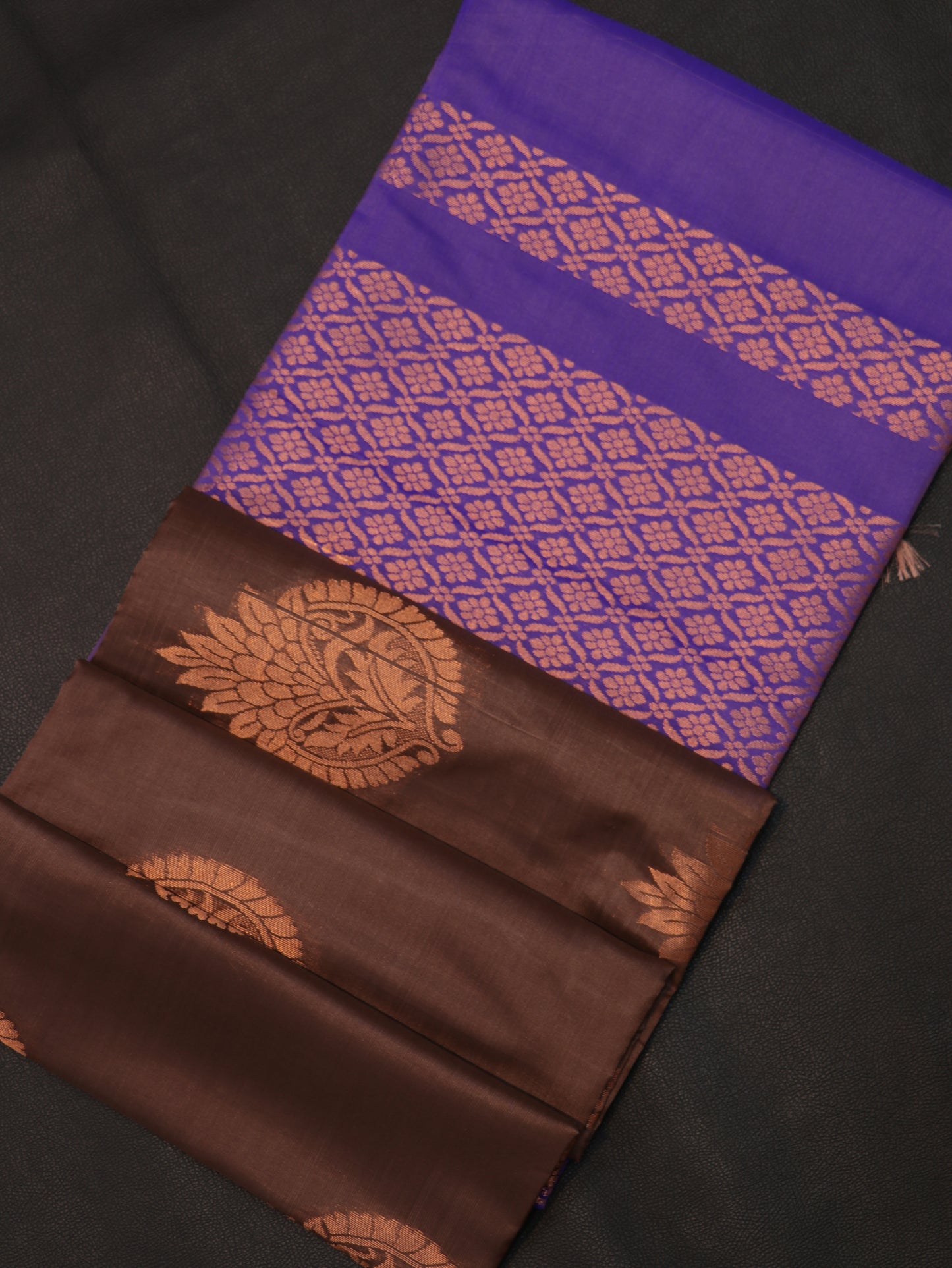 Luxury Coffee Brown & Royal Blue Semi Soft Silk Saree with Rich Paisley Zari Weaving